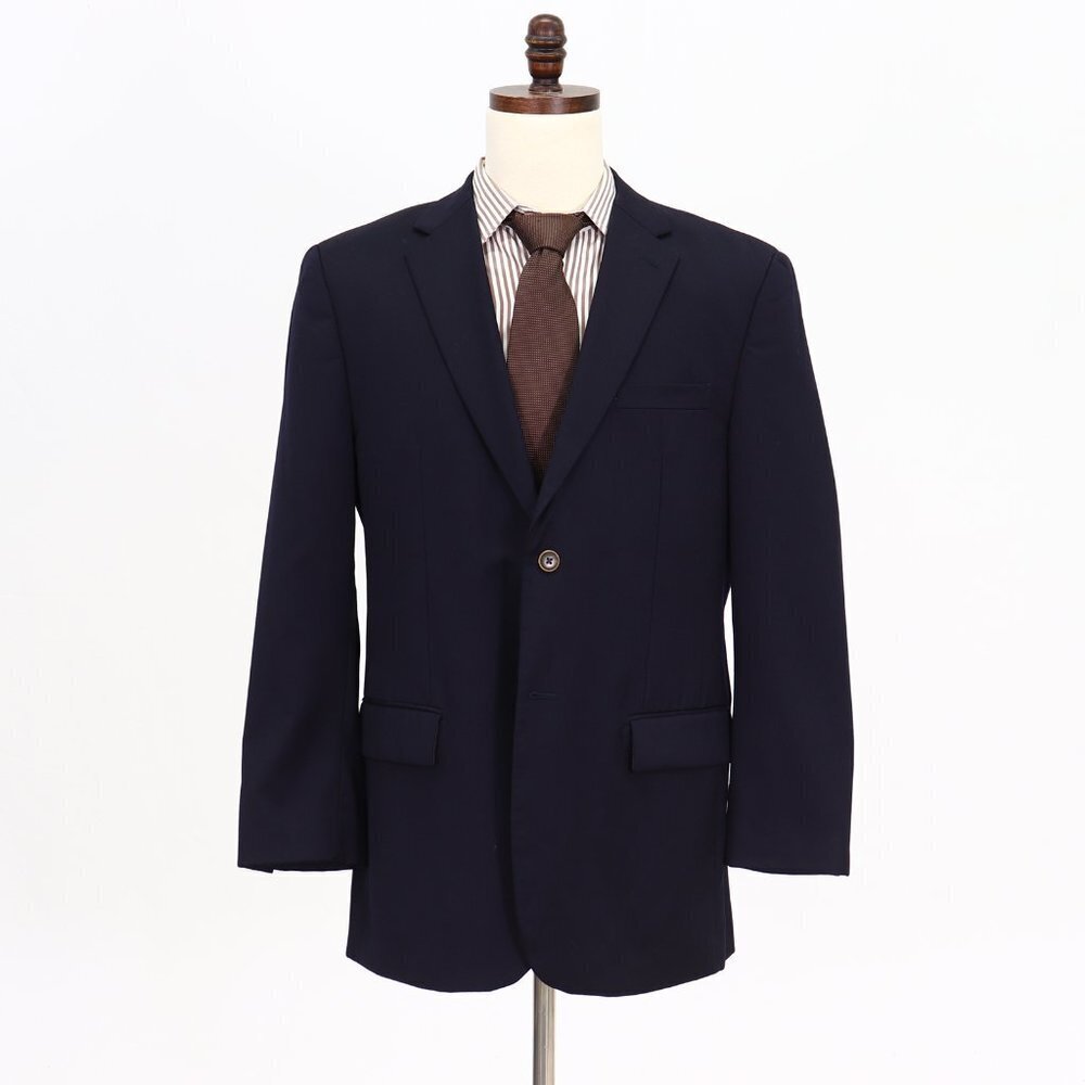 Joseph & Feiss 42R Navy Solid 2-Button Sport Coat Blazer Jacket V758